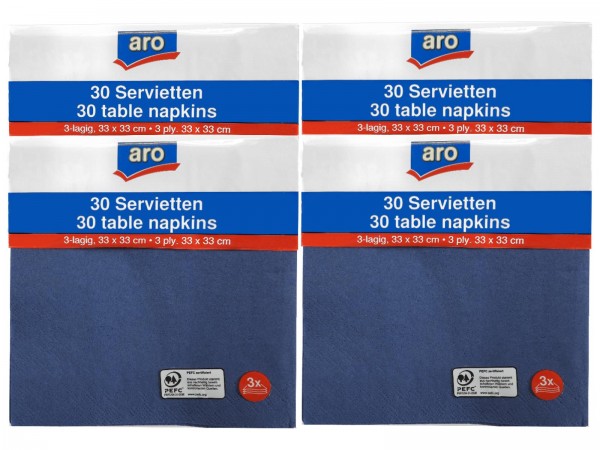 N9085 aro Servietten dkl-blau 33x33cm (4x30er)