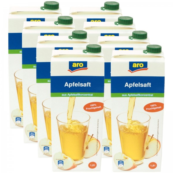 S2145 aro Apfelsaft Klar 100% 8 x 1,50l Tetra