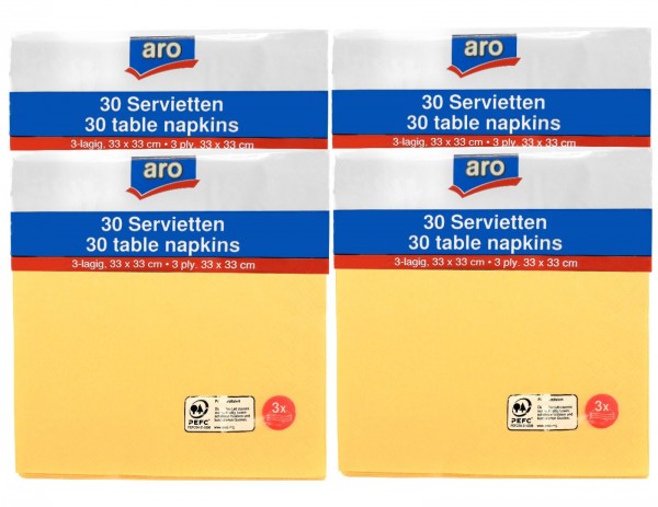 N9087 aro Servietten gelb 33x33cm (4x30er)