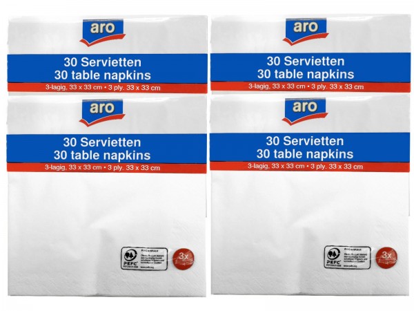 N9100 aro Servietten weiss 33x33cm (4x30er)