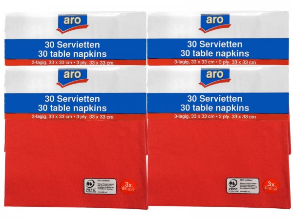 N9095 aro Servietten rot 33x33cm (4x30er)