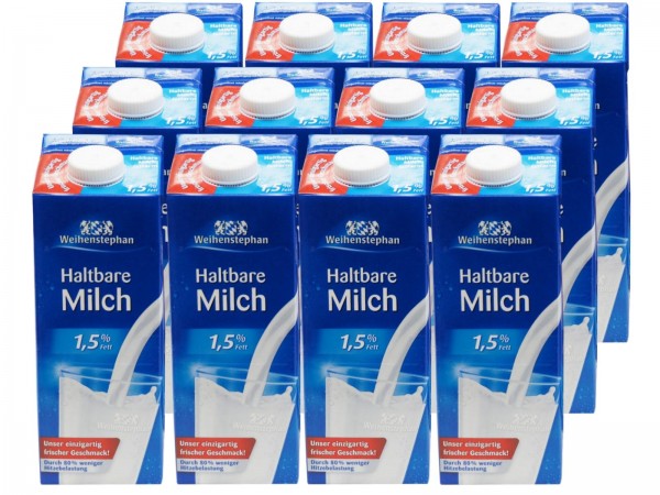 K5007 Weihenstephan H-Milch 12 x 1,0l 1,5% Fett